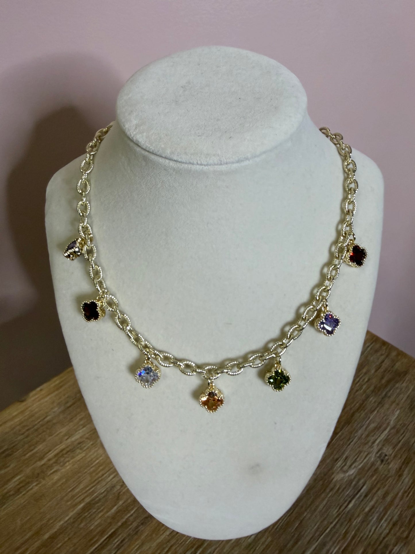 14K Gold-Plated Fall Color Charm Necklace