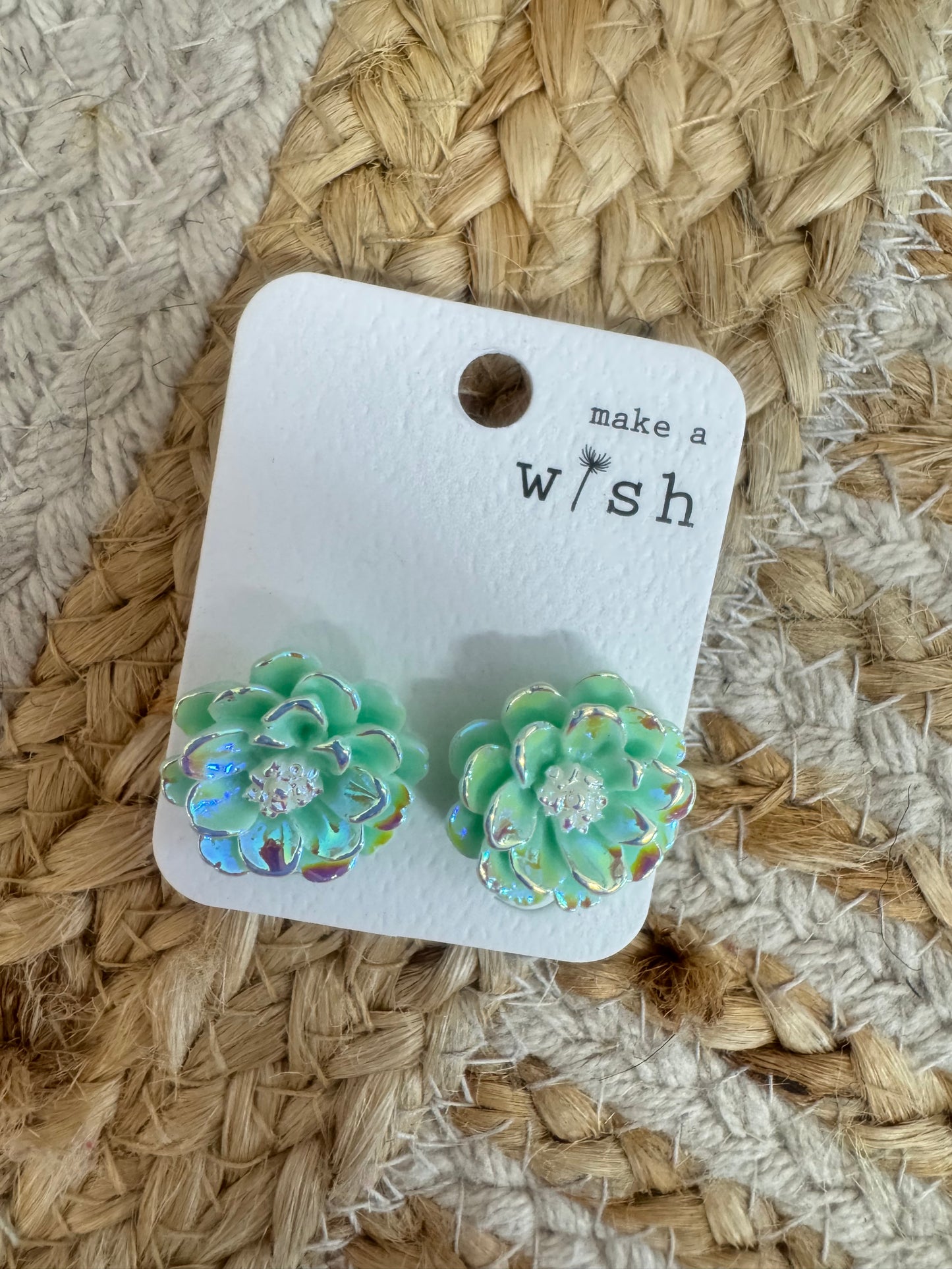 Mint Flower Stud Earrings – Soft Pastel Boutique Floral Studs