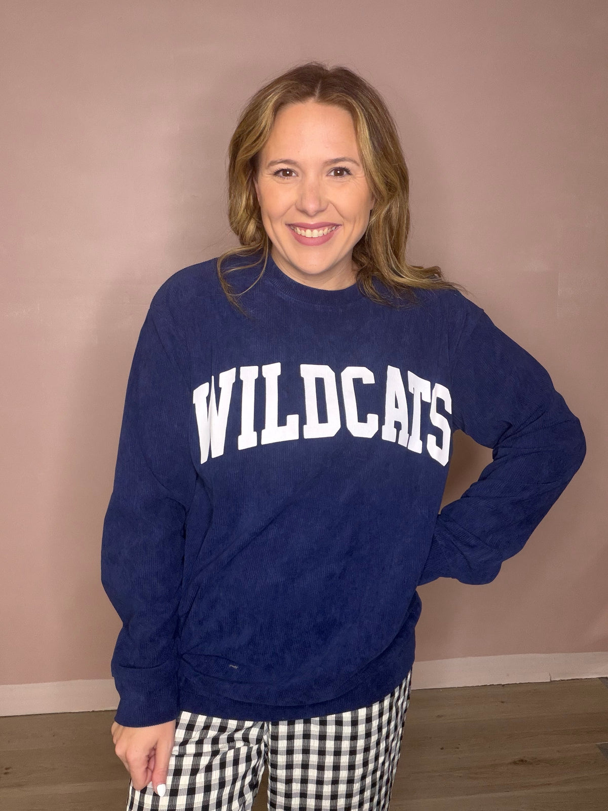 Ribbed School Spirit Crewneck Sweatshirt