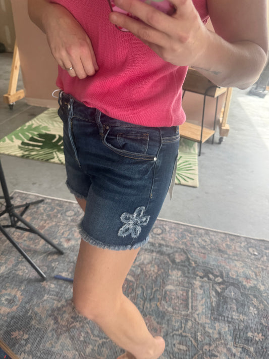 Floral Embroidered Denim Shorts