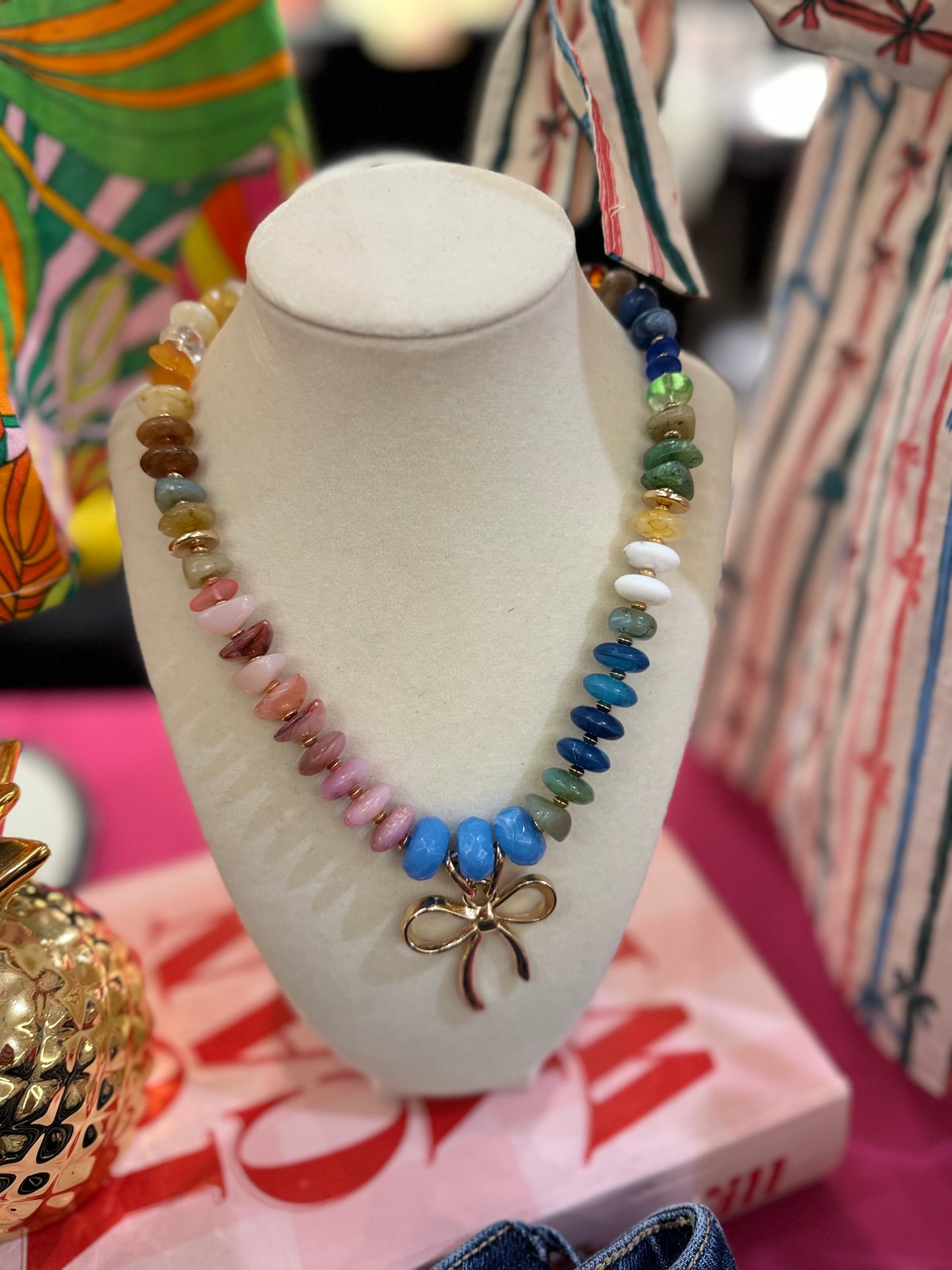 Rainbow Bow Necklace