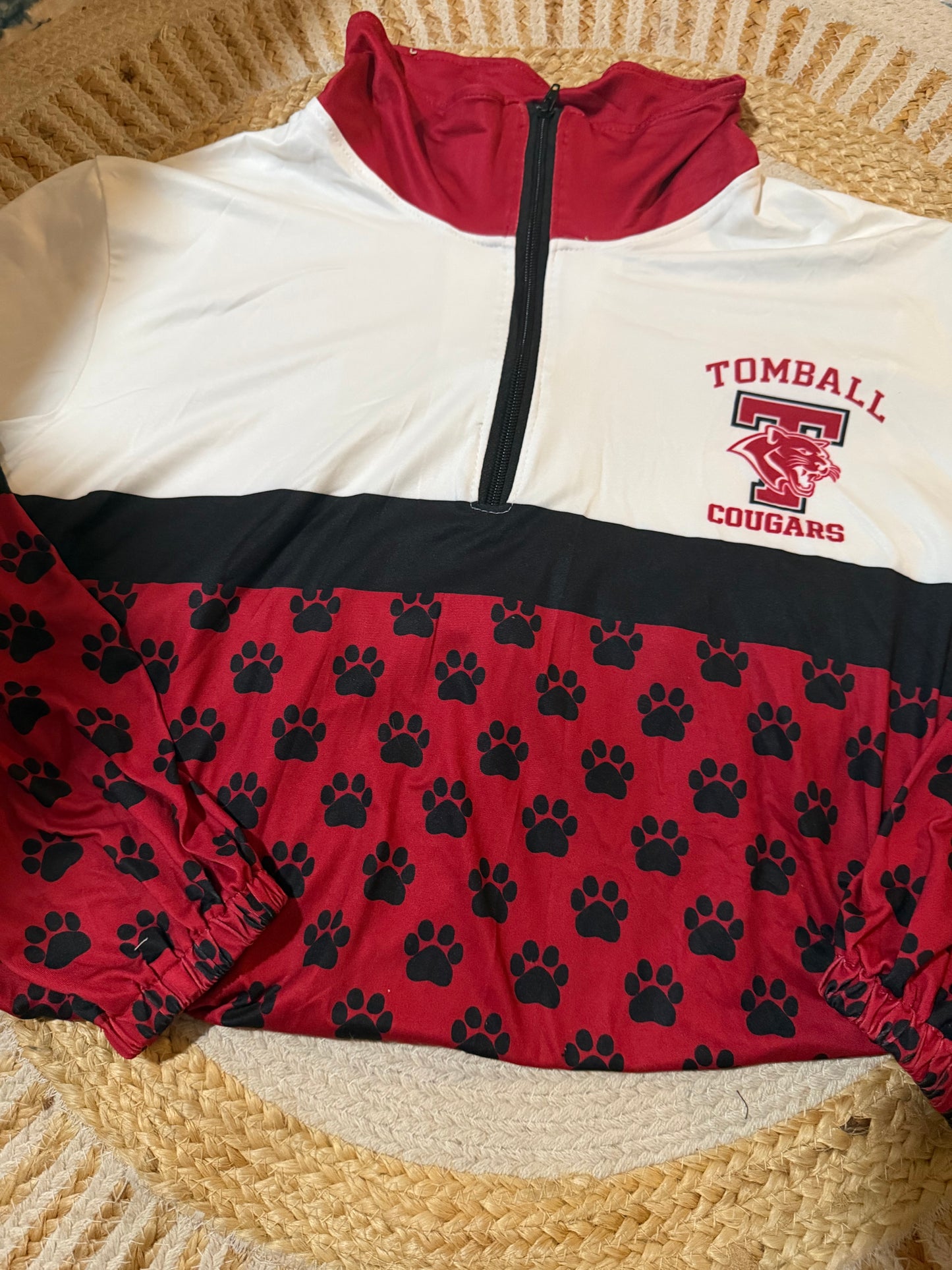 Red & Black Tomball Cougars Paw Print Jacket