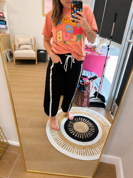 Black Side Stripe Stretch Jogger Pants