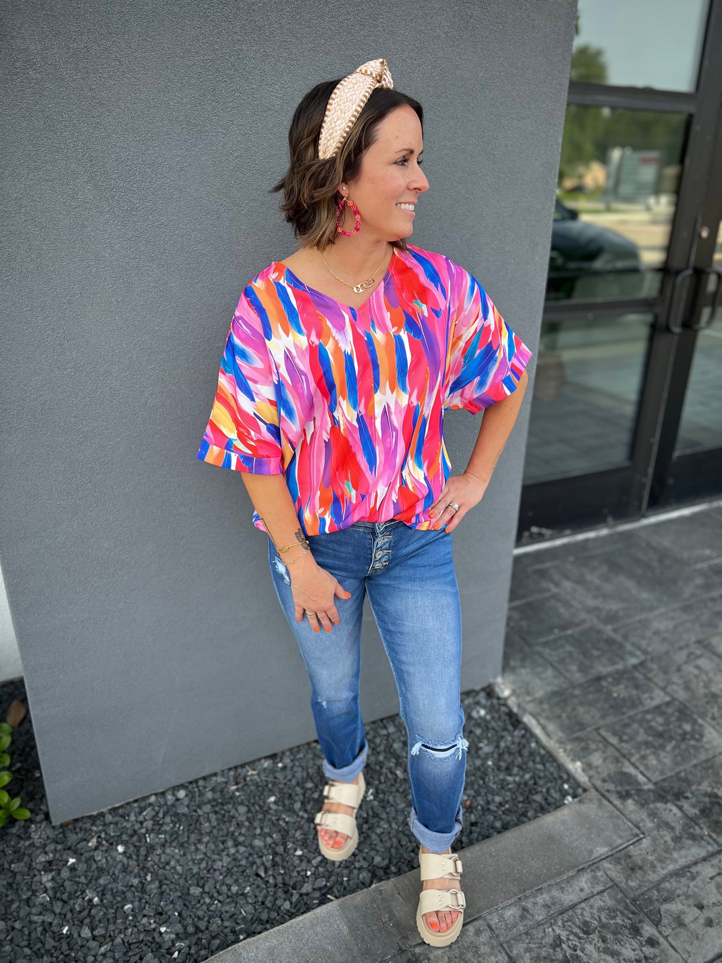 Whimsical Colors Vneck Blouse