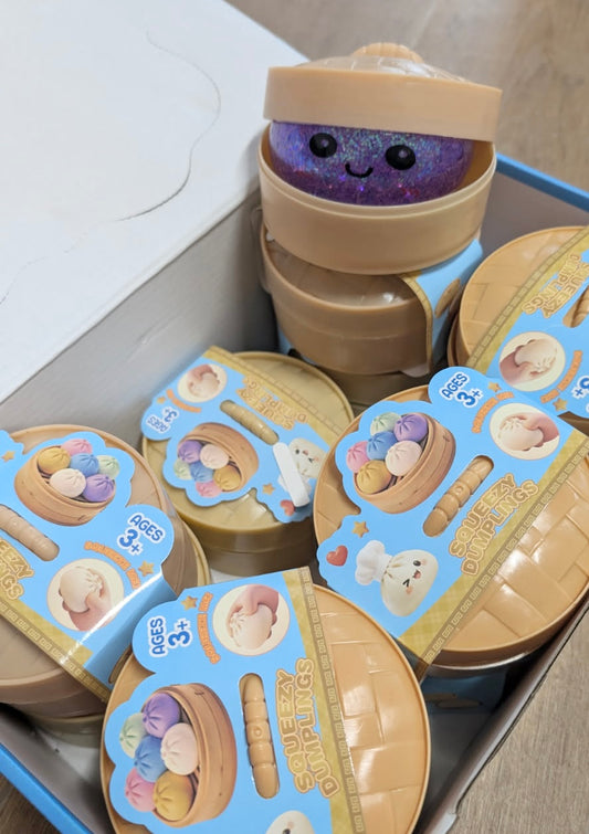 Glitter Surprise Dumpling Squishy Toy in Dumpling Container | Cute Sensory Stress Toy Gift
