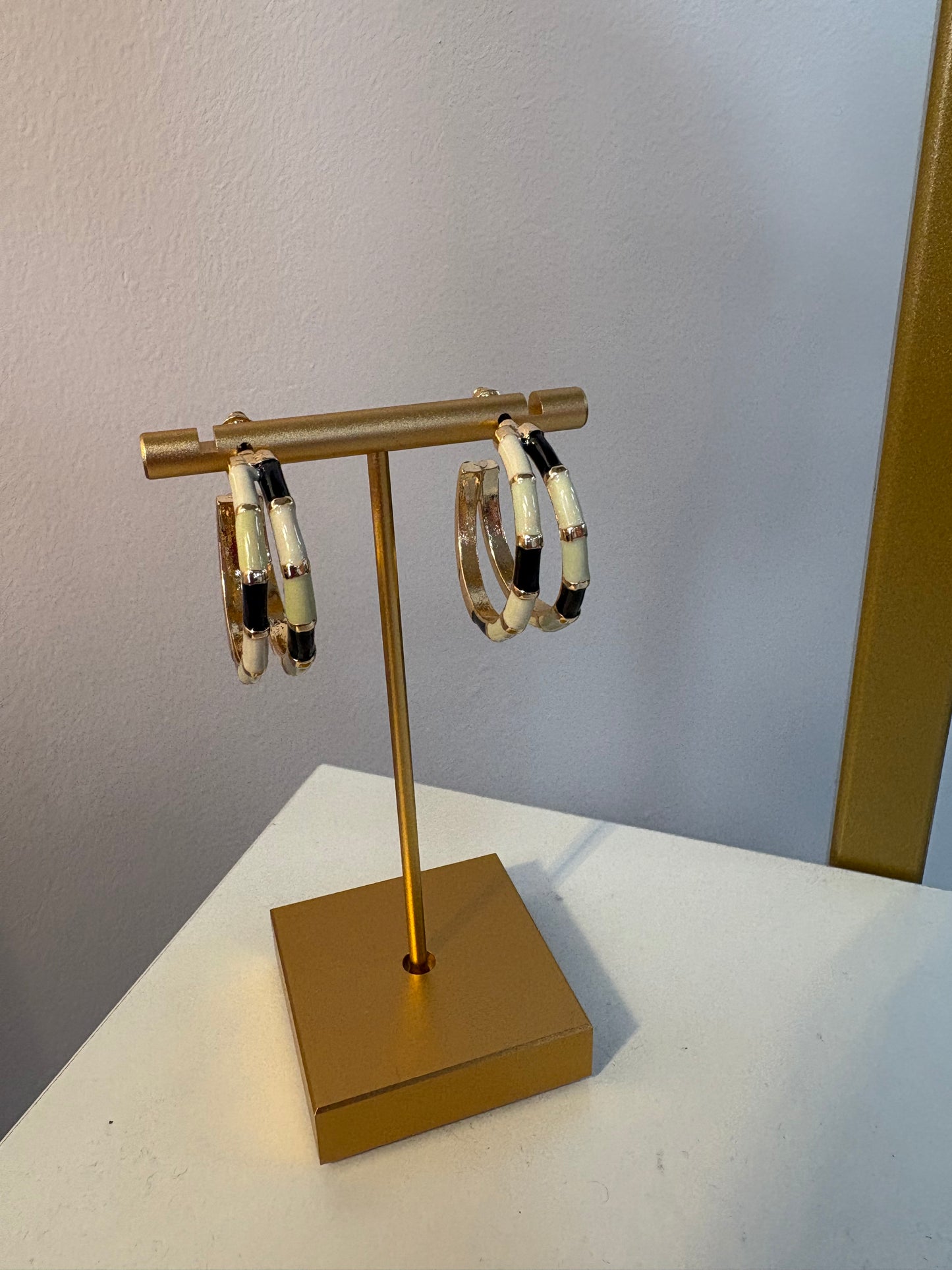 Black & White Enamel Hoop Earrings