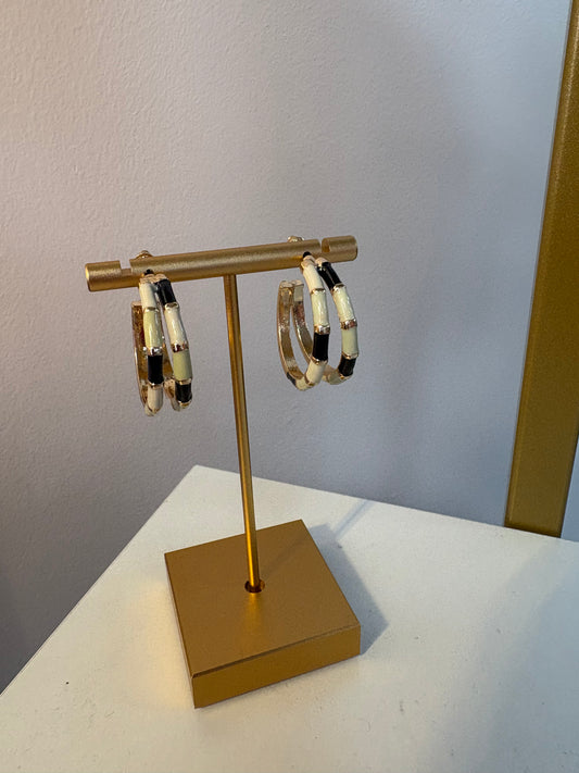 Black & White Enamel Hoop Earrings
