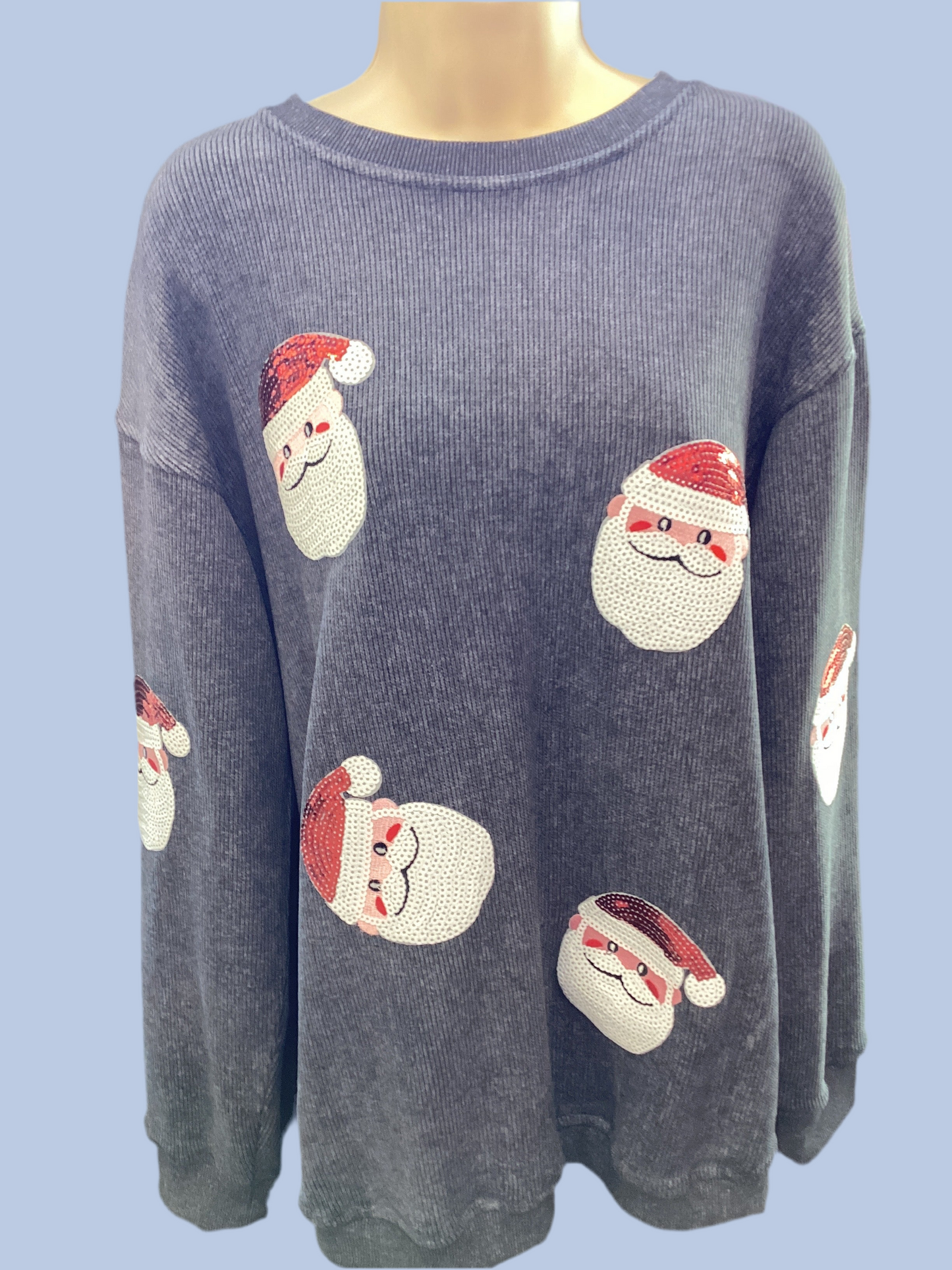 Santa sequin ribbed crewneck