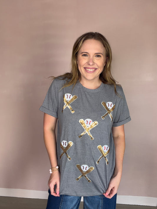Sequin Baseball Graphic Tee