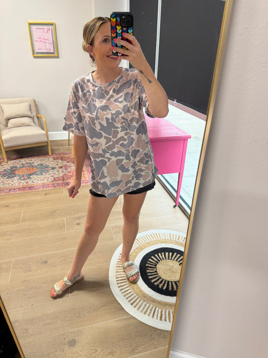 Neutral Camo Oversized Boutique Tee