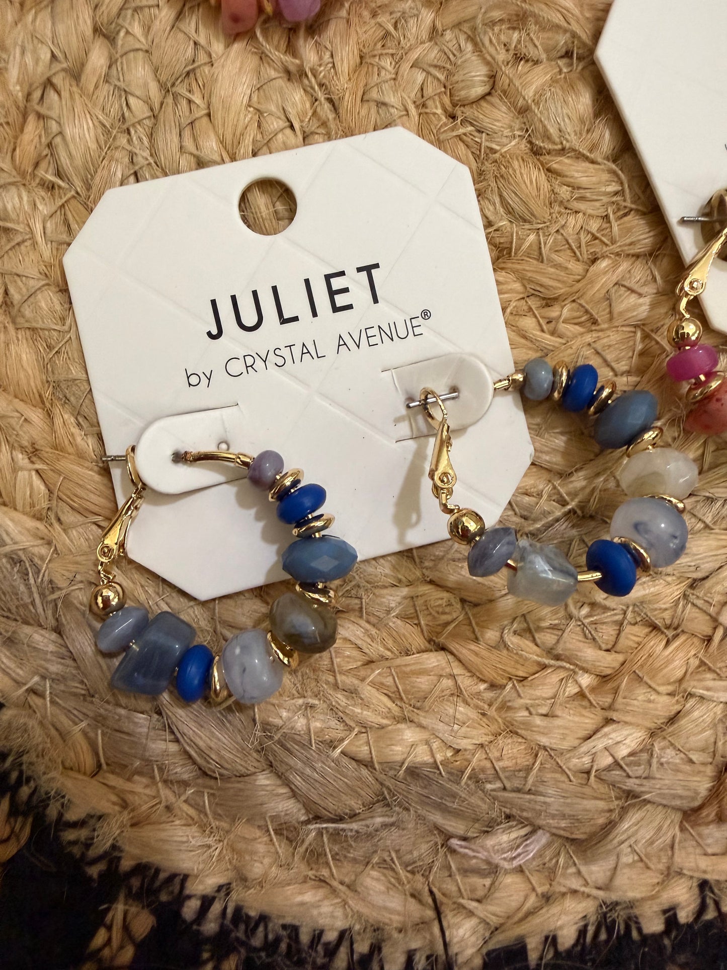 Mixed Color Stone Hoop Earrings