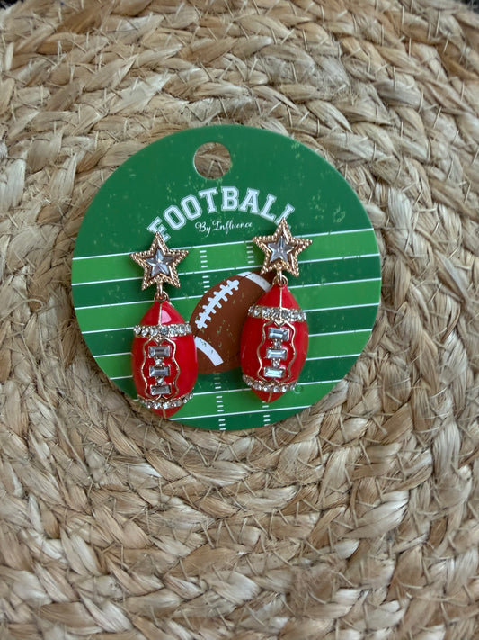 Red Football Star Dangle Earrings