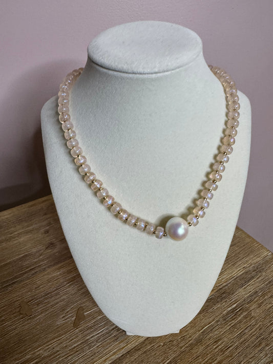 Blush Pearl Glow Beaded Necklace