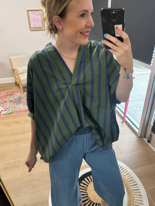 Uptown Coastal Oversized Stripe Blouse