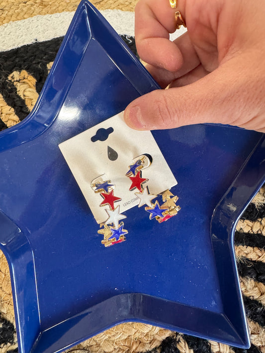 Patriotic Star Hoop Earrings