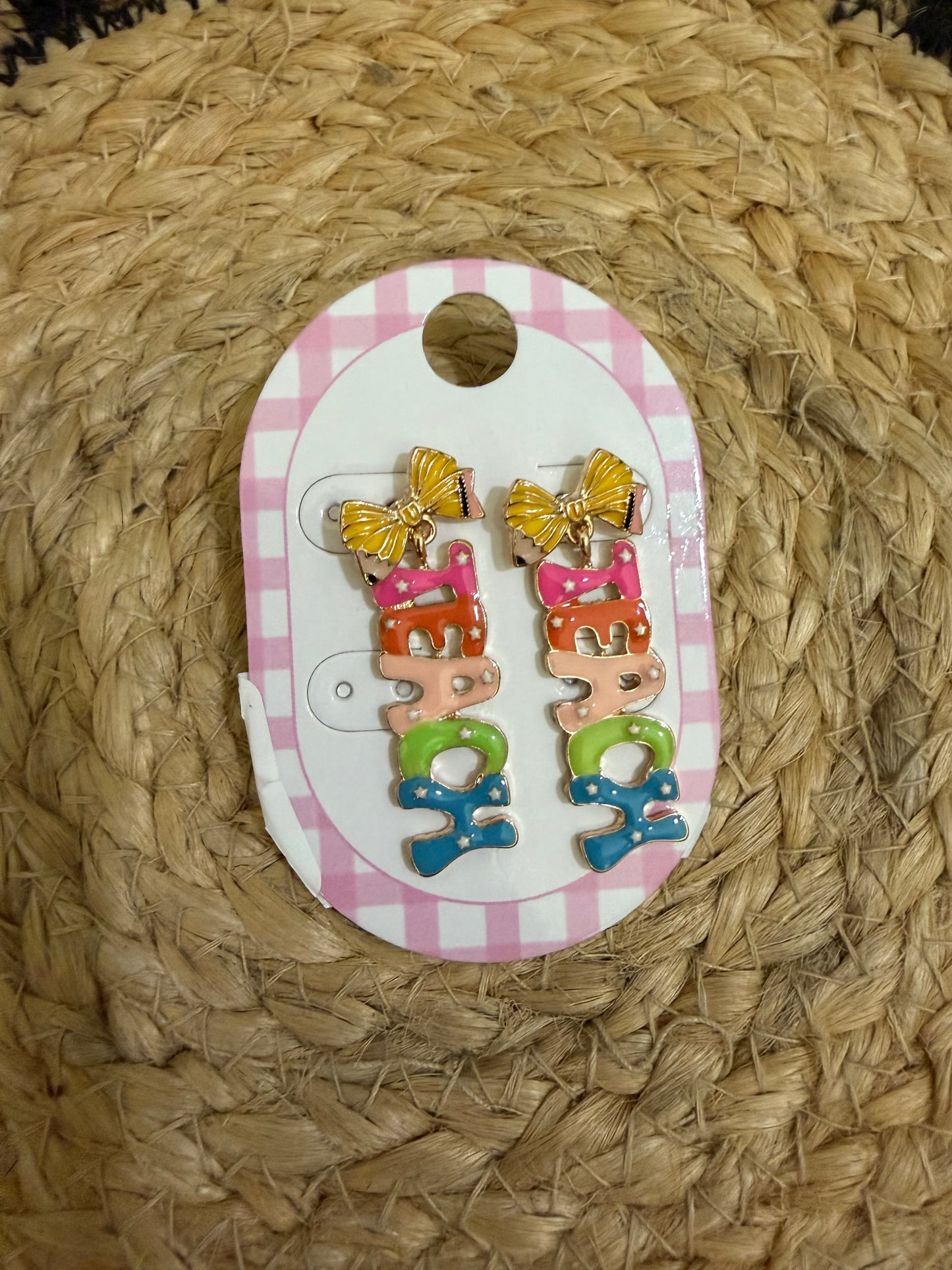 Colorful Teacher Letter Drop Earrings