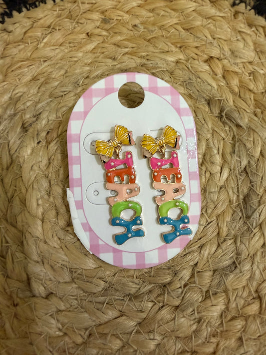 Colorful Teacher Letter Drop Earrings