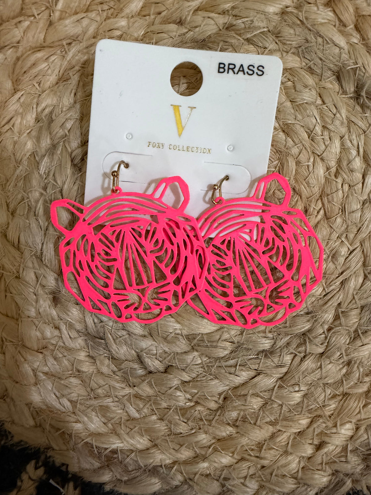 Neon Pink Tiger Statement Earrings