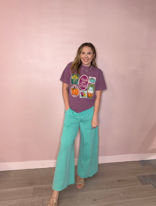 Thank You Jesus Fall Graphic Tee - Plum Christian Pumpkin Shirt