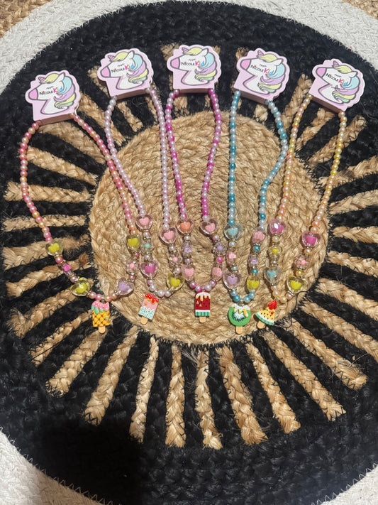 Girls Summer Popsicle Beaded Necklace