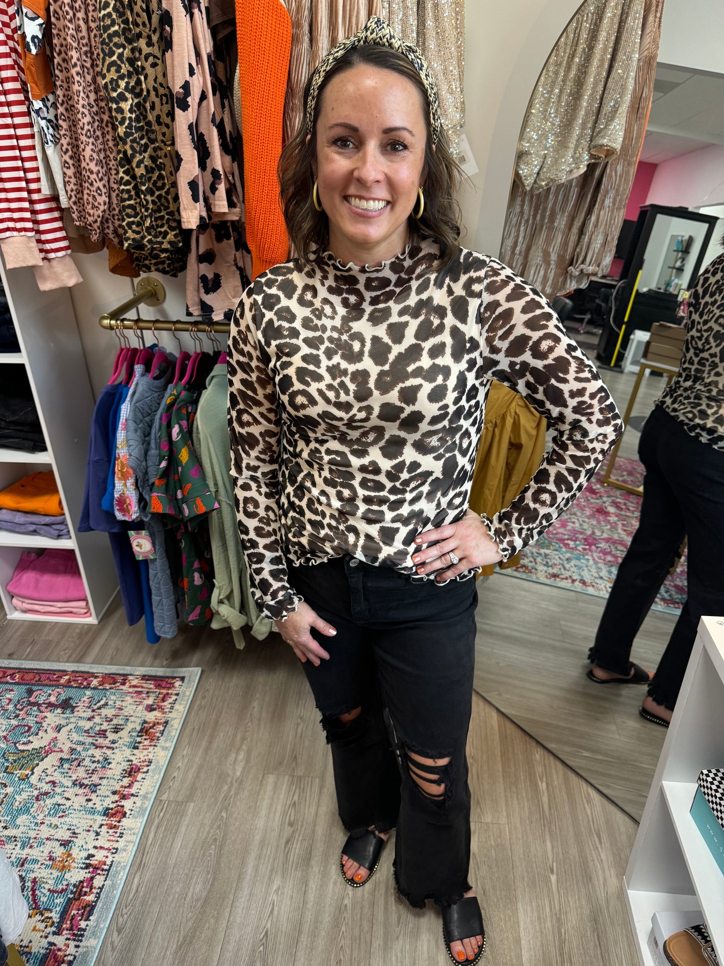 Sheer leopard top