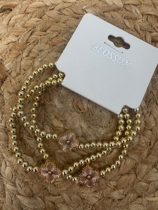 Triple Flower Stretch Bracelet Set