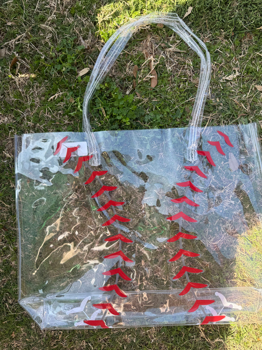 Baseball Stitch Clear Tote Bags