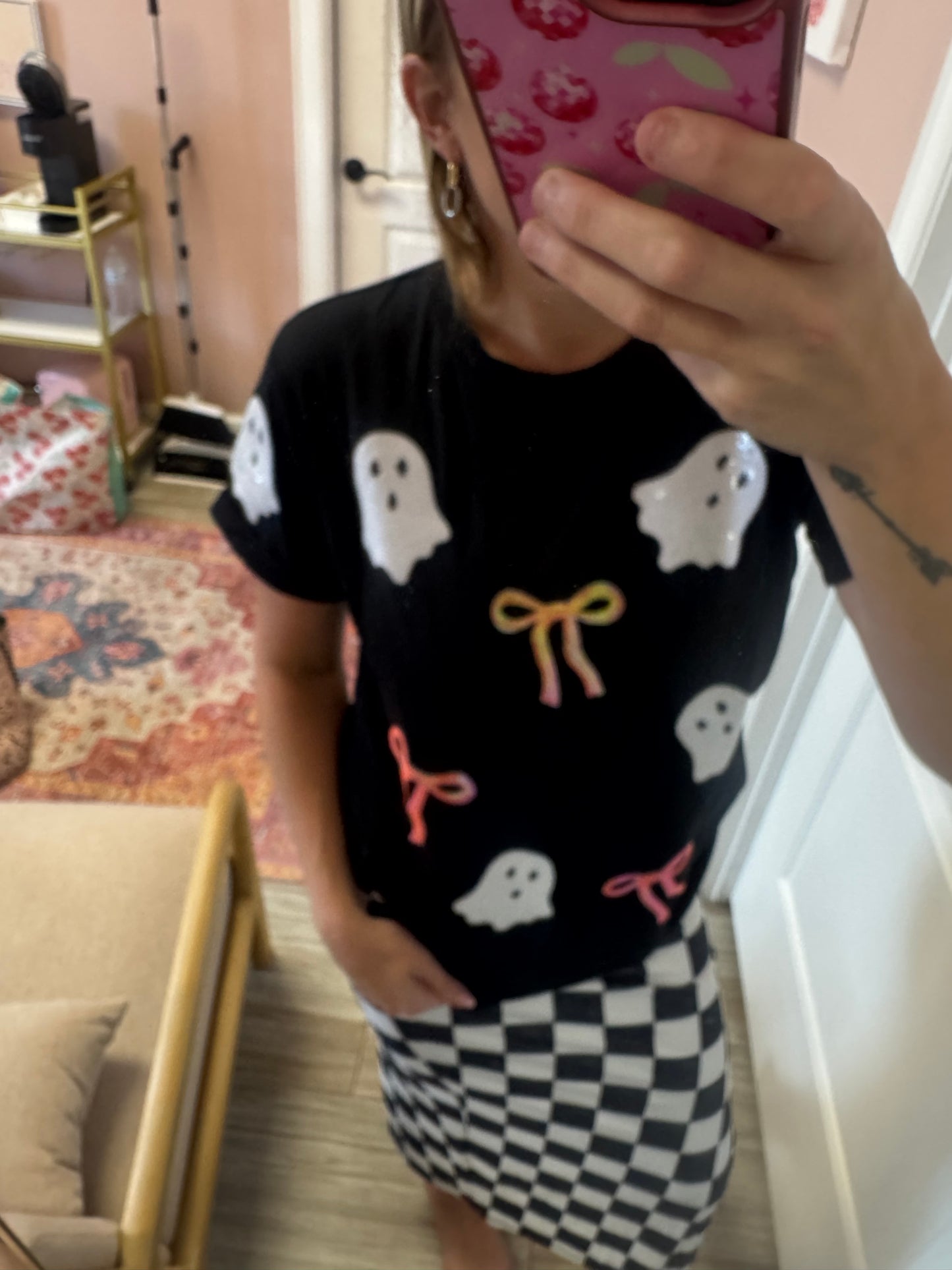 Spooky Ghost & Bow Sequin Tee