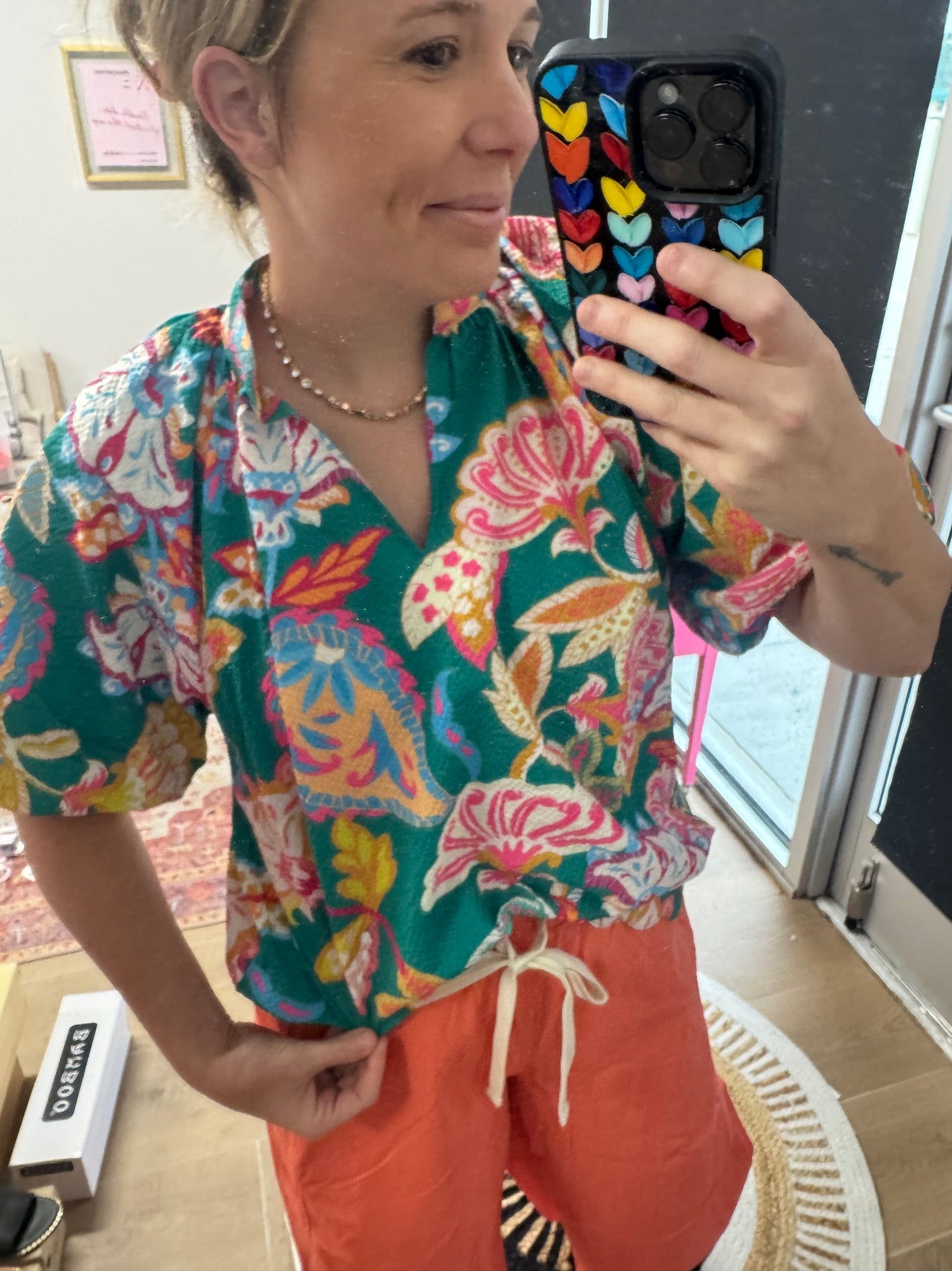 Floral Scalloped Hem Top