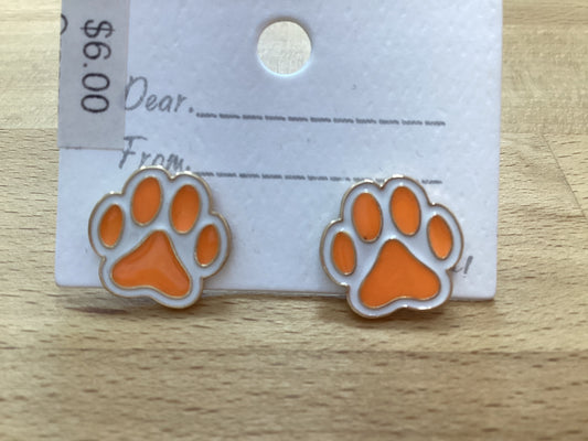 Orange Paw Earrings