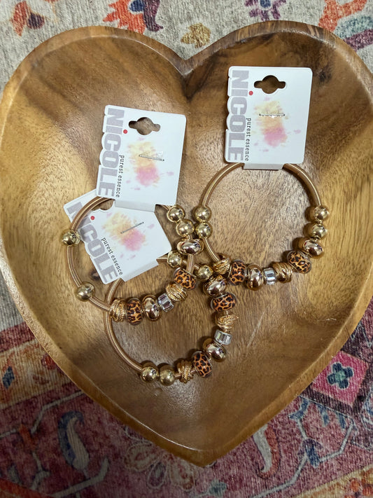 Leopard Beaded Charm Bracelet