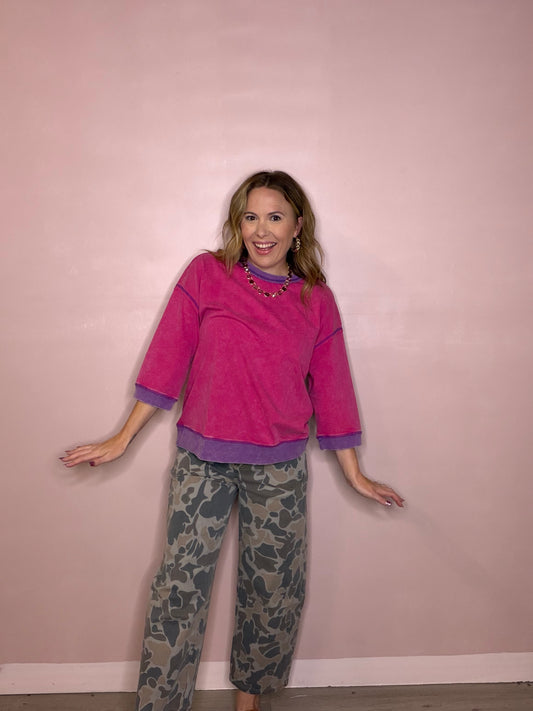 Pink & Purple Mineral Wash Top