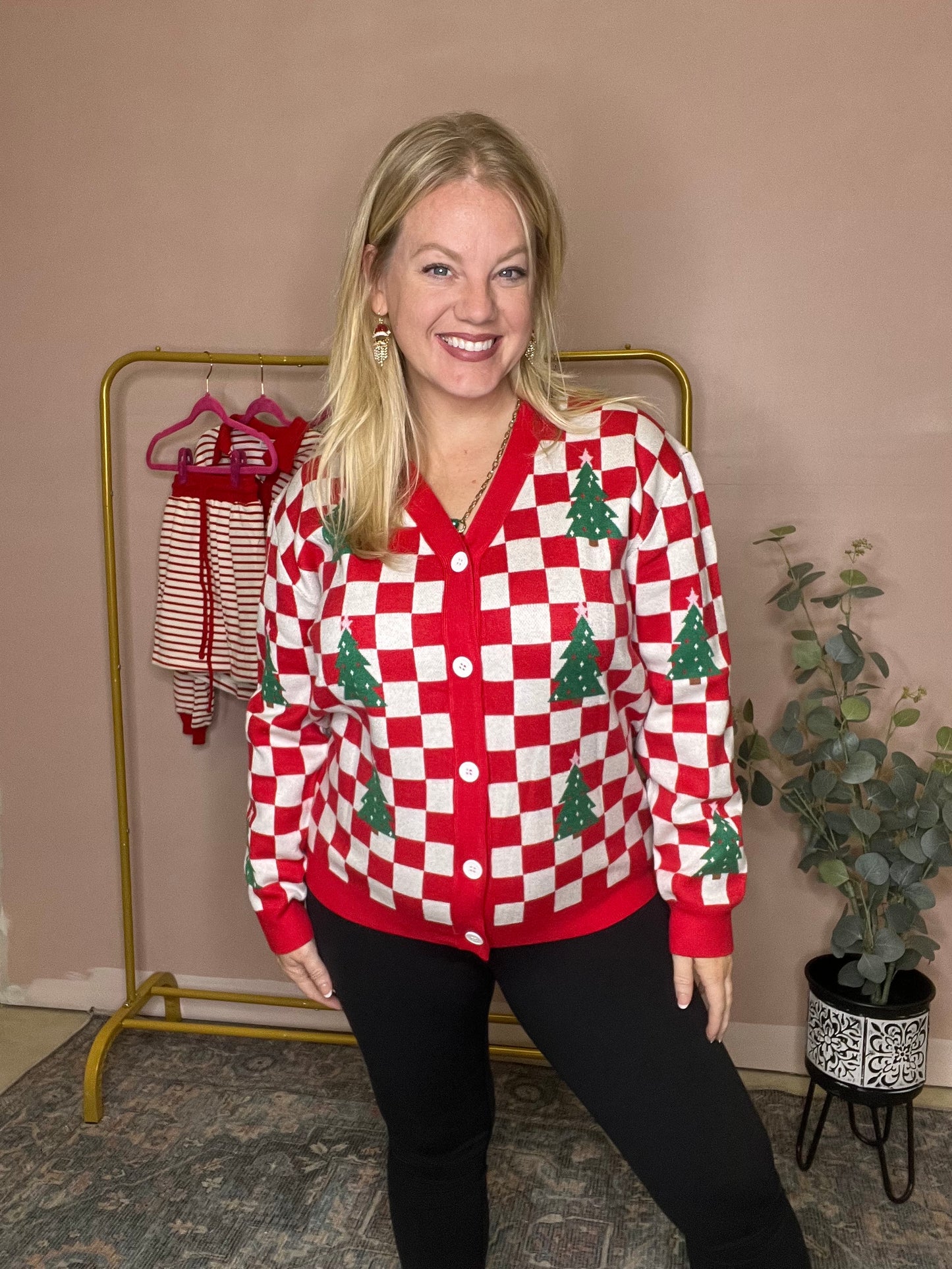 Checkered Christmas Cardigan