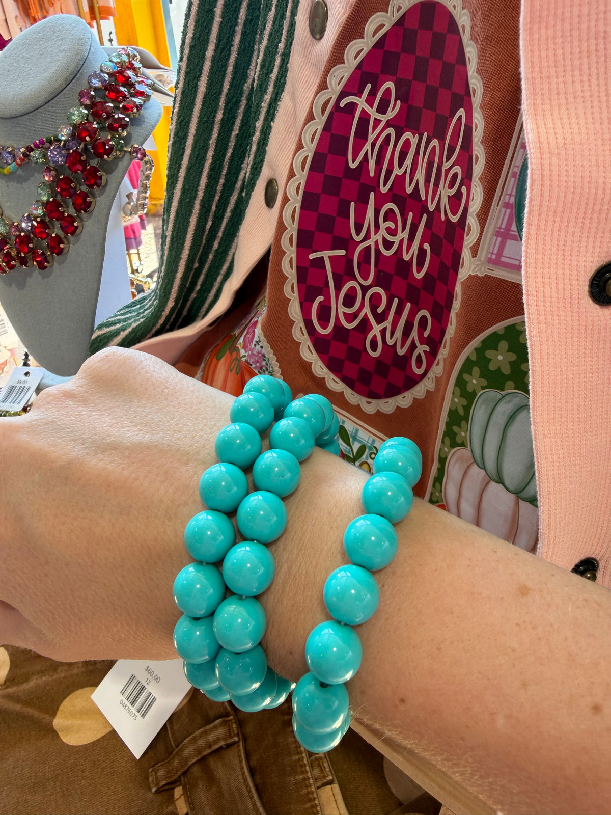 Turquoise Chunky Beaded Bracelet Stack