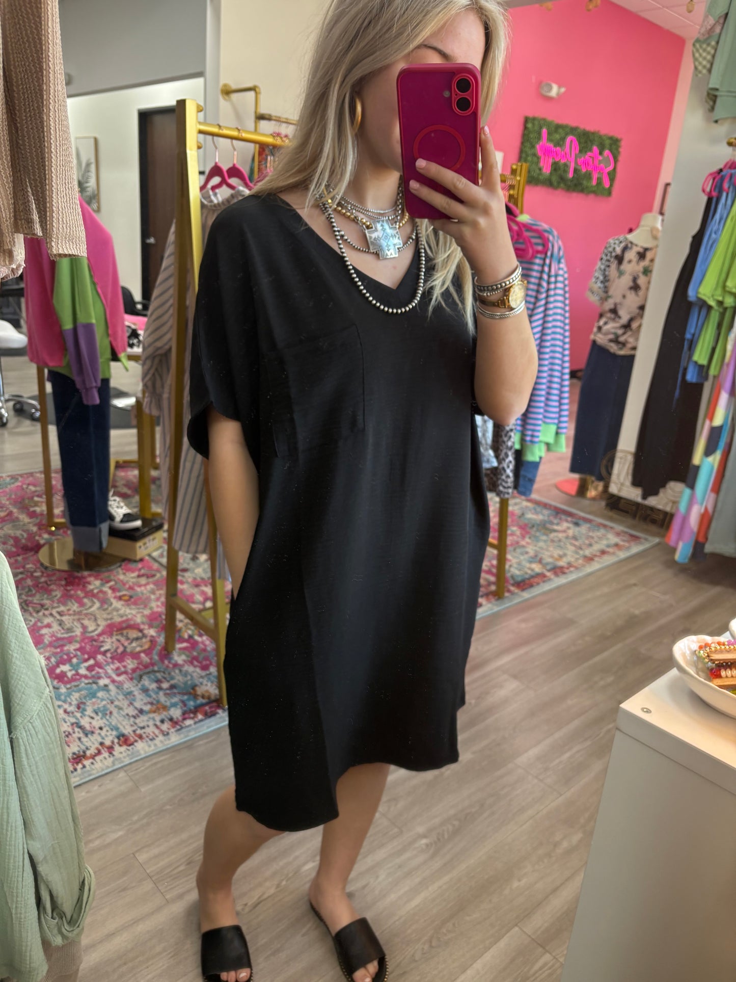 V neck airflow dress