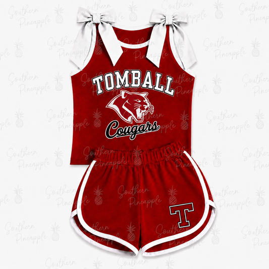 Custom School Spirit Bow Tank & Shorts Set | Toddler & Youth Game Day Outfit Pre-Order