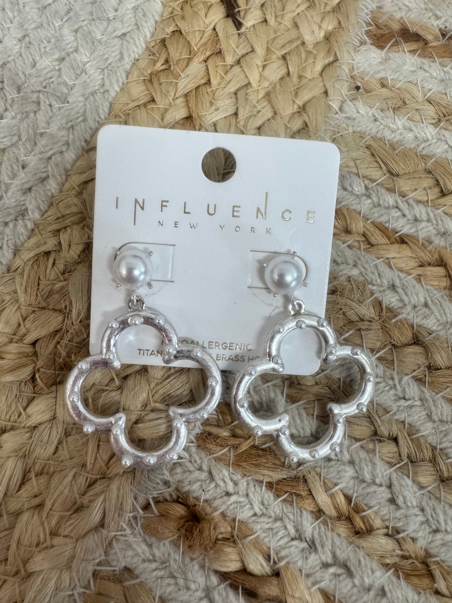 Silver Pearl Bow Statement Earrings – Elegant Boutique Drop Earrings
