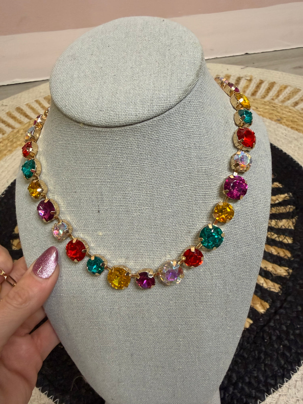 Waterproof Magnetic Gem Necklace - Fall Multicolor Stainless Steel