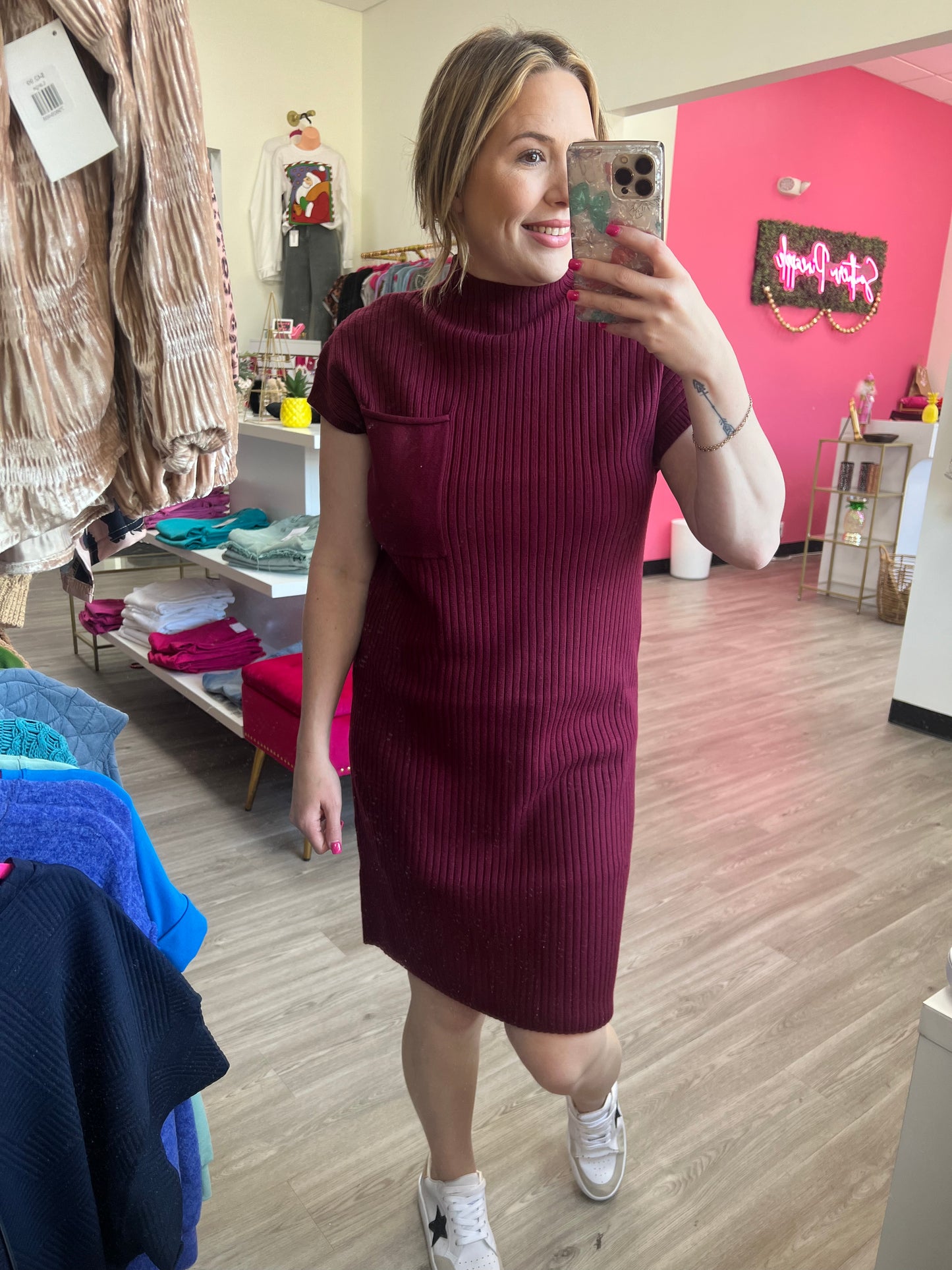 Burgundy Sweater Dress