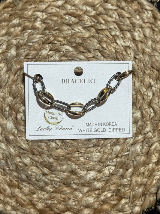 Designer Inspired Mixed Metal Magnetic Chain Bracelet