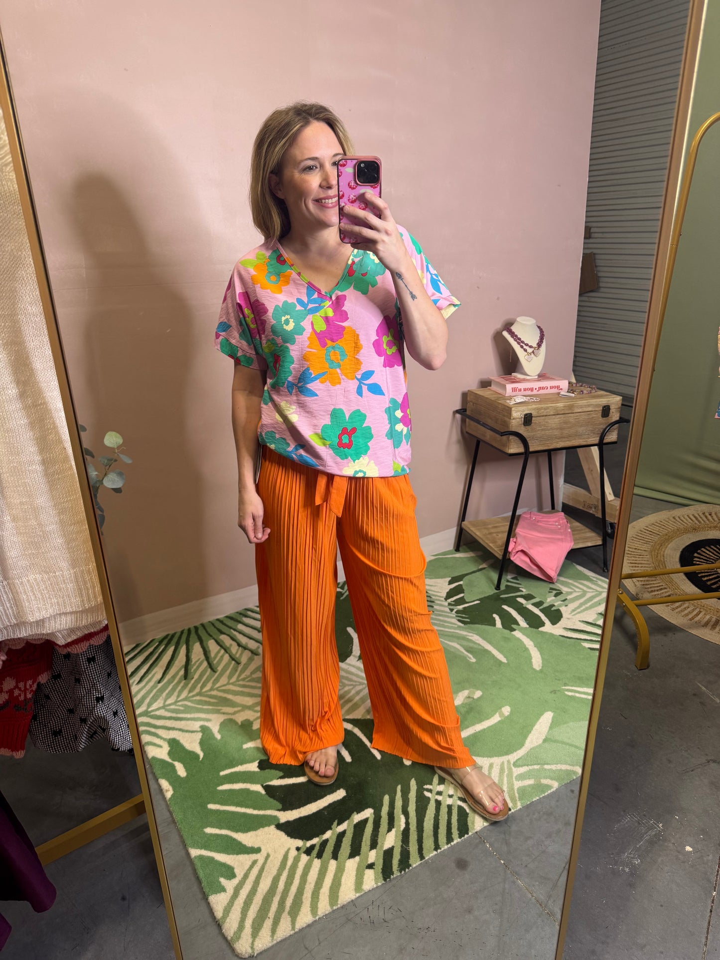 Bright Floral V-Neck Top