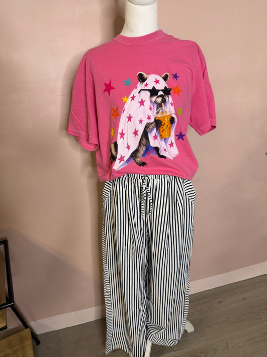 Black & White Striped Wide Leg Pants