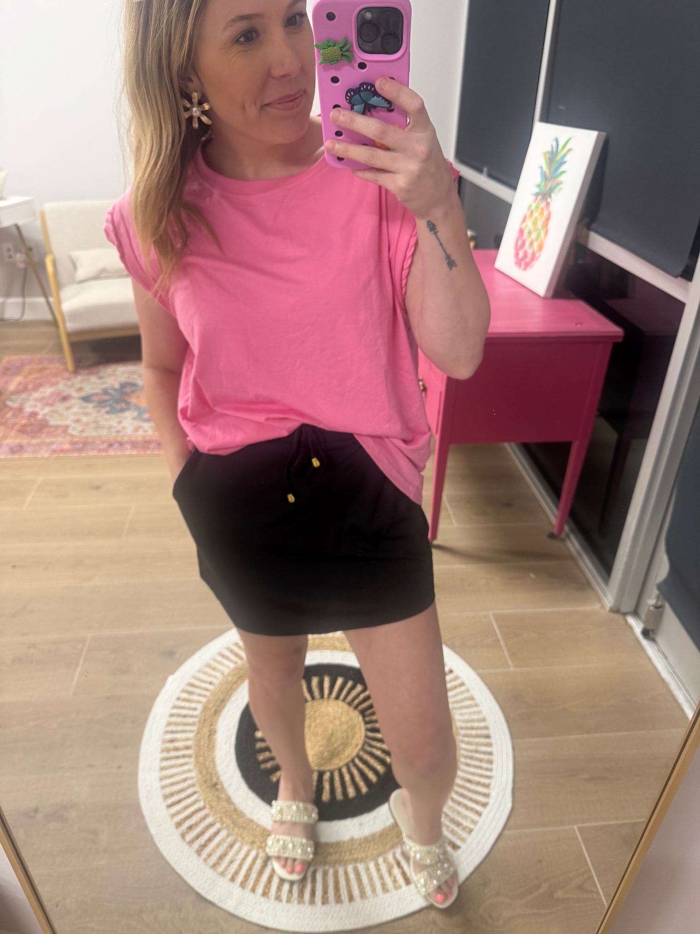 Solid Black Stretchy Waist Skort