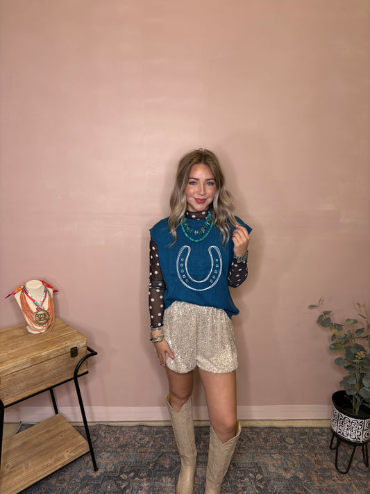 Lucky Horseshoe Graphic Knit Top