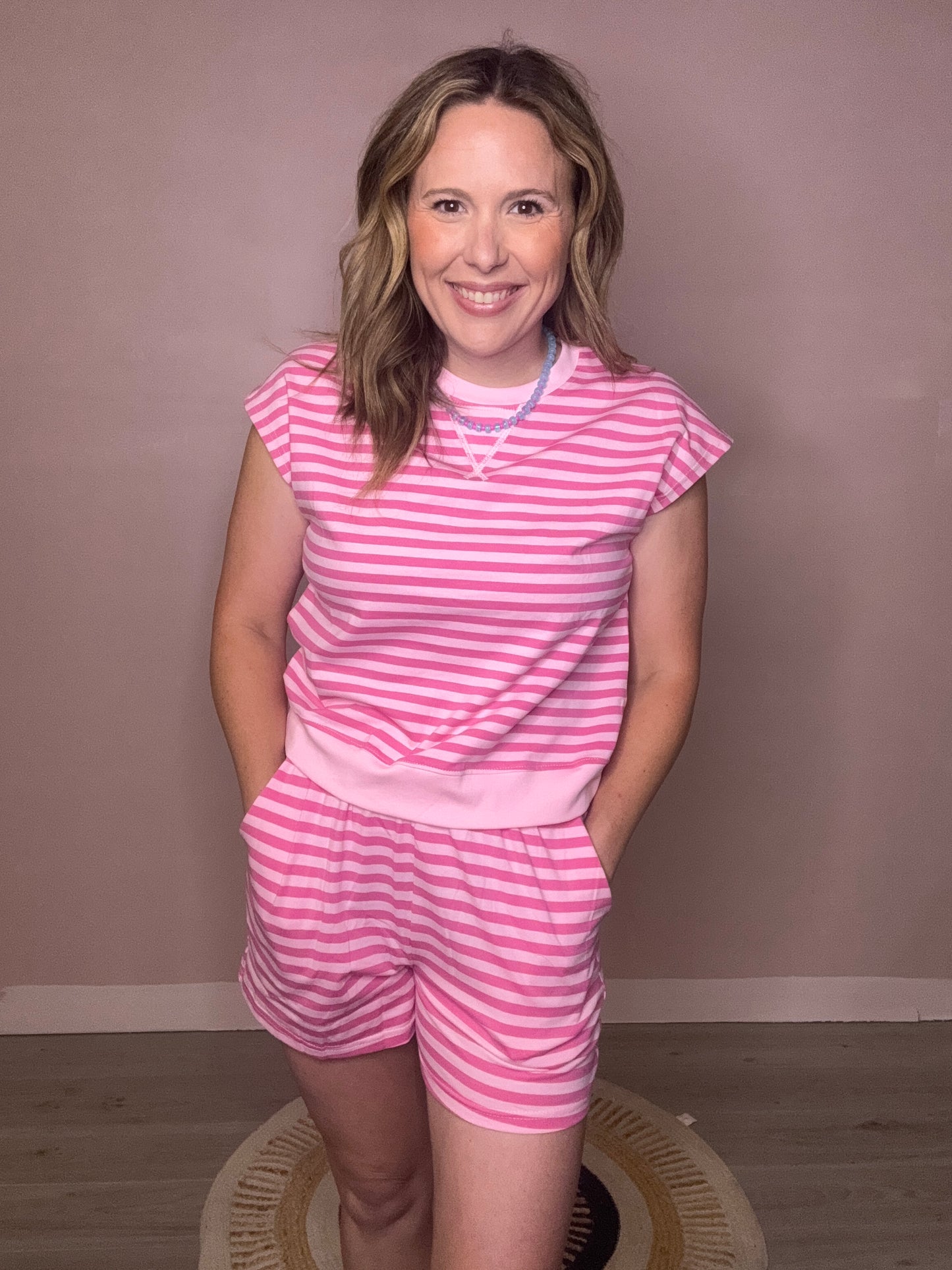 Pink Stripe Lounge Set
