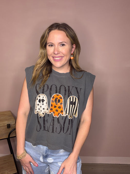 Spooky Season Ghost Graphic Muscle Tank