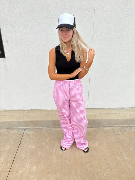 Stick with Me Stripe Pants- Pink