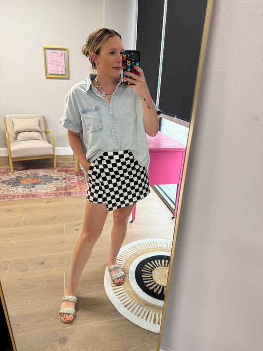 Checkered Stretchy Skort
