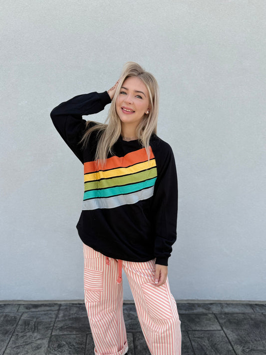 Chasing Rainbows Crew – Raw Hem Oversized Sweatshirt