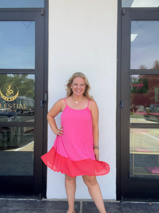 Pink Punch Flowy Mini Dress
